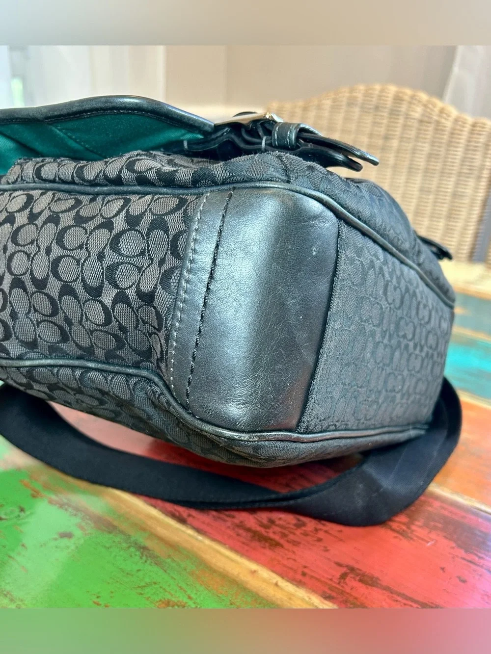 Coach Y2K Black Signature Jacquard Canvas Messenger Laptop Bag F70283
